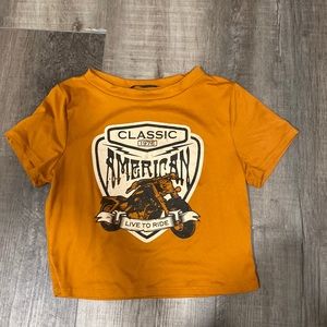 Tan graphic crop top